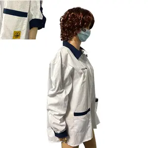 Esd Workwear Coat Jacket Cuffs Clothing Clean Room ESD Clothes Cotton Anti Static Smock Gown