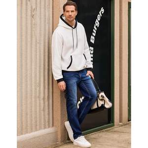 Sweat à capuche en coton décontracté pour hommes, pull-over en polaire à manches longues et à cordon de serrage avec poches, caractéristique anti-rides - Product Image 3