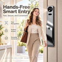 Serrure numérique intelligente Tuya en aluminium avec reconnaissance faciale IA, empreinte digitale, reconnaissance veineuse palmaire, fonction vidéo-parlante, accès cloud, carte mémoire et contrôle par application
