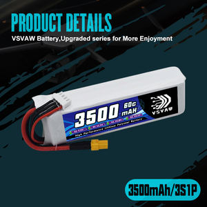 Vsvsvaw 3s लिपो बैटरी 11.1v 3500mah 60c rc लिपस्टिक बैटरी हार्डकेस xt60 प्लग, आरc विमान, रेसिंग - Product Image 3