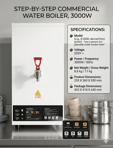Scaldabagno <span class=keywords><strong>Elettrico</strong></span> a Riscaldamento Rapido con Display LED, per Consumo Diretto, Commerciale, 21L, Completamente Automatico, per Negozi di Tè al Latte - Product Image 5