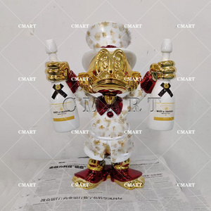 Famosa Scultura di <span class=keywords><strong>Paperino</strong></span> con Due Bottiglie, Modello di Bottiglia di Vino Scrooge Mcduck per Arte, in Resina/Vetroresina - Product Image 4