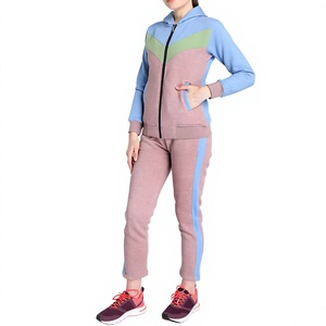 Women Color Block Tracksuit Hooded Zipper Full Sleeve Sporty <b>Pants</b> Set Breathable Cotton <b>Spandex</b> Spring Casual Wear - Product Image 1