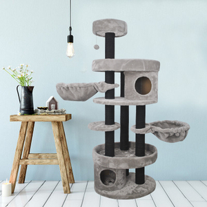 Gattino gatto grasso albero grande casa per animali domestici carino tetto nero casa palestra resina Poster castello in legno in Rattan cane erba gatta - Product Image 2