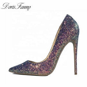 Wholesale Price Summer Autumn Purple <b>Glitter</b> Pointed Toe Sexy Ladies Stiletto High Heels <b>Shoes</b> Breathable Large Size Women Pumps - Product Image 3