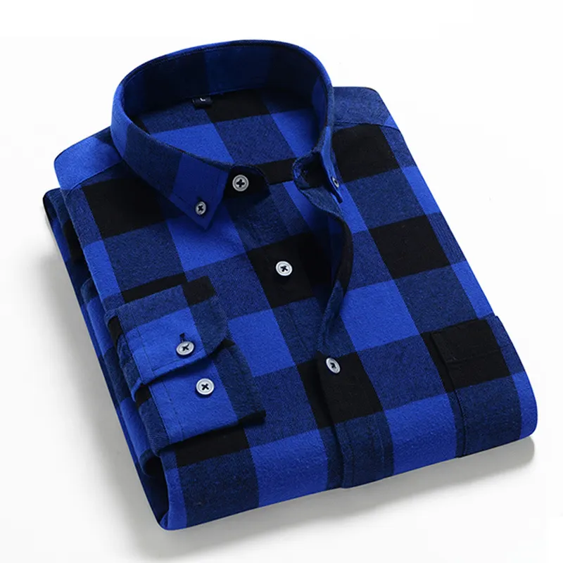 OEM/ODM 2024 fashion design camisas hombre manga larga custom wholesale long sleeve mens plaid flannel shirt