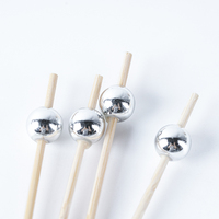 Fournitures de fête hawaïennes 12cm perles d'argent cure-dents en bambou bâtons de Cocktail fête pour apéritifs boissons alimentaires