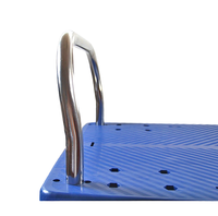 Chariot de table en plastique industriel avec garde-corps, roues pivotantes à 360 degrés, capacité de 400 kg, entièrement silencieux, main courante double couche, 35,5 pouces X