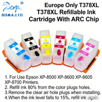 BOMA - Europa 378XL Nachfüllbare Tintenpatrone mit ARC-Chip für Epson Expression Premium XP-8500 XP-8600 XP-8605 XP-8700 T3791-T3796