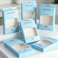 Boîte d'emballage personnalisée pour faux ongles avec fenêtre, finition mate de luxe, boîte de rangement pour ongles, boîte cadeau en papier kraft pour faux ongles