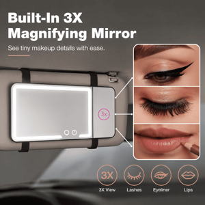 Espejo de Maquillaje con Visera y Luz LED 2 en 1, Ultradelgado y Ligero, con Aumento de 3X para Uso Diario - Product Image 4