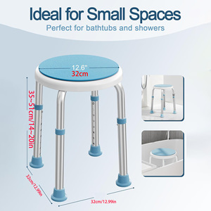 Tomoyuki Shower <b>Stool</b> <b>Height</b> <b>Adjustable</b> Light Blue With Shower Head Holder For Bathtub Use - Product Image 2