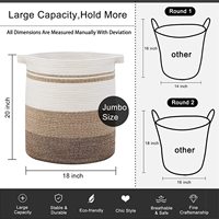 Cesta de lavandería de cuerda de algodón tejida grande con asas cesta de almacenamiento decorativa para ropa y juguetes