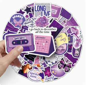 50 Pegatinas Decorativas Impermeables para Equipaje <span class=keywords><strong>de</strong></span> <span class=keywords><strong>Taylor</strong></span> Swift, Álbumes Speak Now y Love Confessions, Venta al Por Mayor - Product Image 1