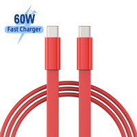 Cables de Carga Rápida TPE de 60W y 1M, Cable de Sincronización de Datos Tipo C para Dispositivos Móviles Inteligentes con Conector Tipo C