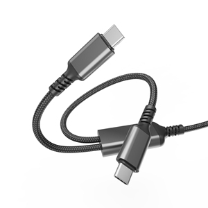 Câble USB C vers USB C 2-en-1 140W PD 3.1 à charge rapide avec puce E-Marker, tressé en nylon, double Type-C, avec logo personnalisé - Product Image 1