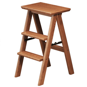 Solid Wood Three <b>Step</b> Folding Ladder <b>Stool</b> Thickened Household Ladder For Home Use With Wardrobe Or Bookcase - Product Image 5