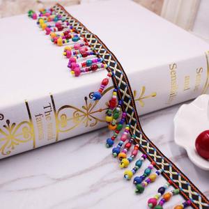 Deepeel LA098 4cm Costume da cucito tenda accessori di abbigliamento stile etnico perline ciondolo frange in pizzo tessuto di perline - Product Image 2