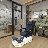 Chaise de pédicure de luxe noire pour grossistes, durable, avec bassin de spa pour les pieds