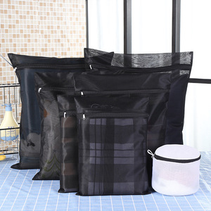 Bolsa de lavandería de malla fina gruesa, 100x70cm, con cremallera, organizador de ropa rectangular para lavado a máquina, ropa interior, uso en el baño - Product Image 2