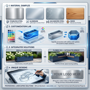 Fioriere e Panchine Personalizzate in Acciaio Inossidabile e Ferro Battuto per Esterni, Giardini, Cortili, Laghetti per Fiori e Balconi - Product Image 2