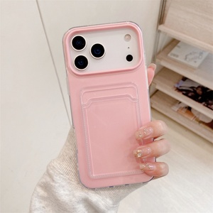 <b>Candy</b> Color Transparent Flip Card Slot Wallet Mobile Phone case for IPhone17 Anti-fall Protective case for 17 Pro Max - Product Image 2