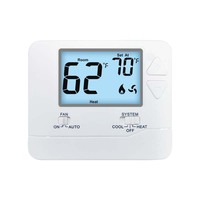Termostato de habitación digital de ahorro de energía 1 calor/1 frío sin programación con pantalla LCD retroiluminada