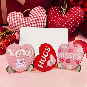 Banderas de madera en forma de corazón para el Día de San Valentín, decoraciones para mesas de boda y artesanías de madera, disponibles en stock. - Product Image 1
