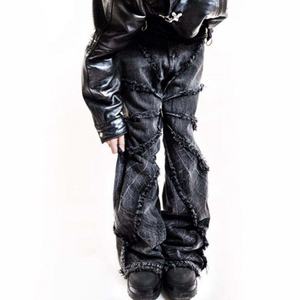 Jeans Anchos de Mezclilla Lavada a la Piedra de Alta Gama Personalizados con MOQ Bajo para Hombre - Product Image 3