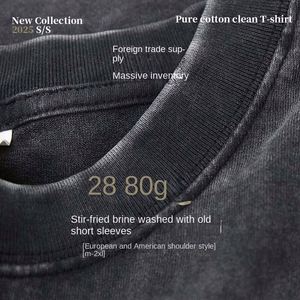 Men's 280G Retro Faded T-<b>shirt</b> European Size Short Sleeve Cotton Solid Pattern Digital Direct Injection Logo Oversize T <b>Shirts</b> - Product Image 4