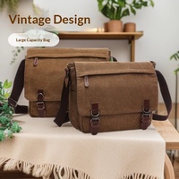 Sac à bandoulière rétro pour homme, sacoche décontractée en toile, sacoche pour ordinateur portable, sac messager