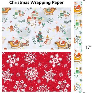 MAYPLUSS Christmas Wrapping Paper 17in X 33ft Santa Sleigh Tree Gnome Design Gift <b>Wrap</b> Holiday Packaging - Product Image 4