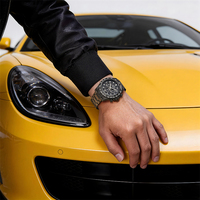 Bonest Gatti Racing Mechanische Uhr für Herren Kohlefaser-Gehäuse Chronograph Automatik Tachymeter-Lünette Saphirglas Wasserdicht BG9012