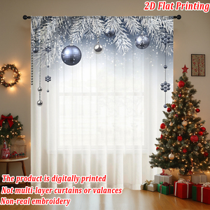 COSENNATUR Rideau occultant transparent personnalisé pour Noël, 100 % polyester, passe-tringle, impression numérique 2D, moderne, toutes saisons, pour les fêtes - Product Image 2