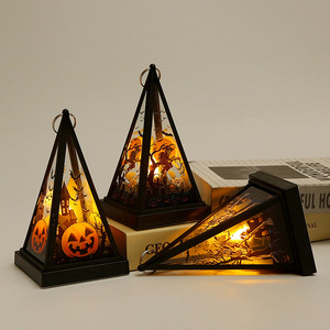 Mini lanterne de tente de sorcière, lumière LED pyramidale avec scènes effrayantes pour une nuit d'Halloween magique, lampe LED d'Halloween - Product Image 2