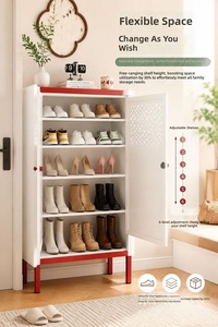 Meuble à chaussures pliable et portable en acier creux, fin et peu encombrant, étanche et robuste, pour entrée - Product Image 5