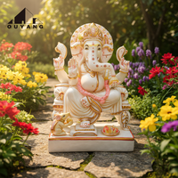 Decoración de Templo QUYANG, Estatuas de Ganesha de Mármol Coloridas de Tamaño Real, Dios Hindú, Escultura Decorativa para el Hogar