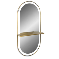 Miroir de salon portable avec miroir mural à cadre doré Led Miroir de coiffure complet pour la coiffure