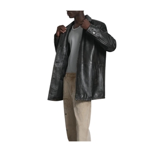 Chaqueta Bomber de Cuero Vacuno Negro Intenso Hecha a Mano para Hombre, Cuello Camisero, Premium, Casual, Invierno, Transpirable, Personalizable - Product Image 3