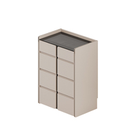 Ensemble commode et coiffeuse contemporains pour chambre à coucher, avec 10 tiroirs, coffre de rangement intégré, dessus en verre gris