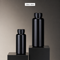 Botella cilíndrica negra de 300 ml con tapa de compresión para medicamentos líquidos, envase de loción tanning de 100 ml con apertura fácil, dispensador de jabón para el cabello