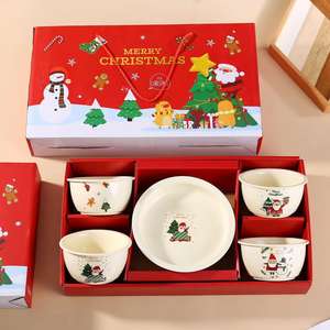 Juego de Vajilla en Existencia, Diseño Navideño de Papá Noel, Cerámica, 4 Tazones, 2 Platos, Regalo de Navidad, Venta al por Mayor - Product Image 4