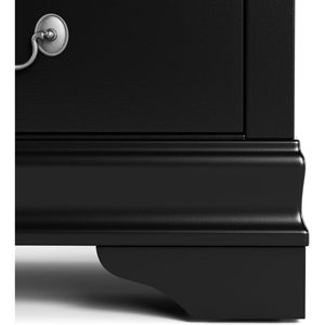 Transitional Style Nightstand Black Finish 2 <b>Drawer</b> With Hanging Handles Bracket Feet Bedroom <b>Storage</b> <b>Drawer</b> - Product Image 5