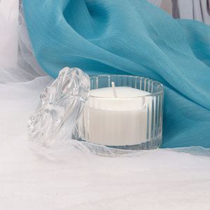 Bougie parfumée élégante en verre, cire de paraffine blanche, aromathérapie florale végétale, décoration d'intérieur, forme cylindrique, fabrication mécanique - Product Image 1