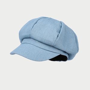 Europe America Women's New Simple <b>Light</b> Plate <b>Duck</b> Tongue Outdoor Visor Newsboy Cap for Casual Winter Street Fashion Denim - Product Image 1