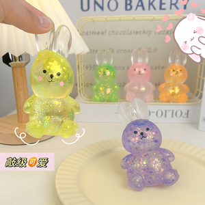 Colorful Flashing Rabbit <b>Squeeze</b> Toy <b>Ball</b>-Shaped Glitter Creative Cute Decompression Toy for Kids Wholesale Malt Sugar Animal - Product Image 3
