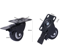 Roulettes pivotantes rigides modernes en PVC de 2 pouces avec plaque en acier de 50 mm pour meubles, maison, bureau, capacité de charge de 30 kg à 45 kg, montage sur tige réglable au mur