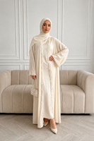 Robe Abaya élégante et minimaliste, couleur unie, manches longues, col rond, pour femmes musulmanes, modeste, été, avec dentelle, qualité supérieure, vente en gros