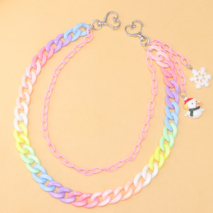 Chaîne de pantalon double couche en résine couleur bonbon avec pendentif bonhomme de neige et flocon de neige, chaîne de taille de Noël style hip-hop unisexe adulte - Product Image 3
