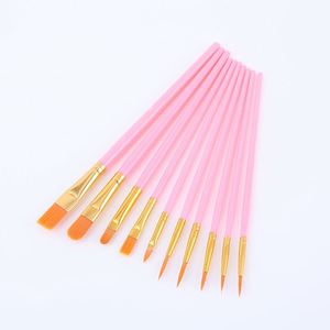 Juego de 10 Pinceles de Pelo de Nailon con Mango de Plástico Multicolor para Pintura Acrílica, Acuarela y Óleo - Product Image 4